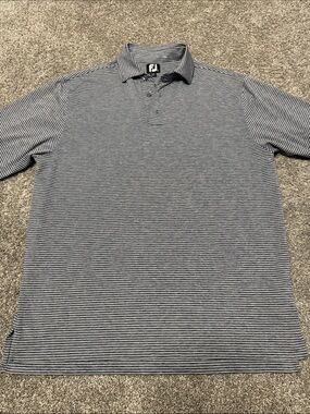 FootJoy Men’s Navy and White Micro-Striped Polo
